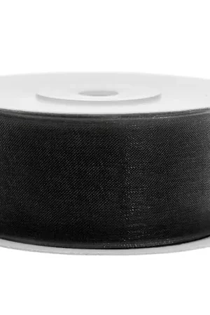 Ruban Organza 40mm Noir x 20 mètres Haute Qualité