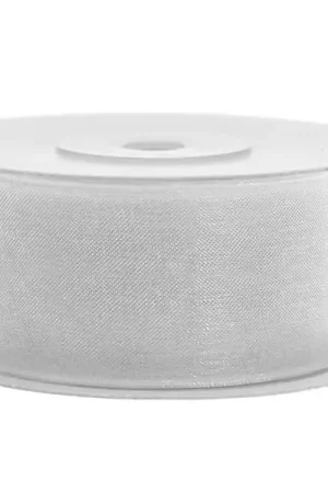 Marque Ruban Organza 40mm Argent x 20 mètres