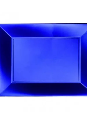 Petit Prix Assiette plastique forme rectangle Bleu Perlé x 12 pièces