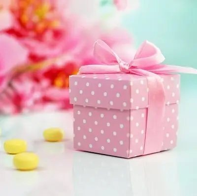 Boite a dragées en carton Rose a pois x 10 pièces Retour Gratuit