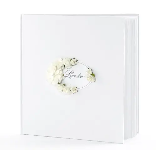Livre d'or original avec roses blanches Dernière Chance