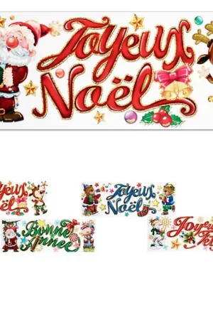 Sticker vitrostatique de noel Avec paillettes Prix Cassé
