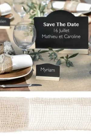 Promotion Ruban large en jute Blanc 70mm