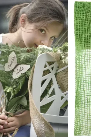 Prix Bas Ruban large en jute Vert anis 70mm