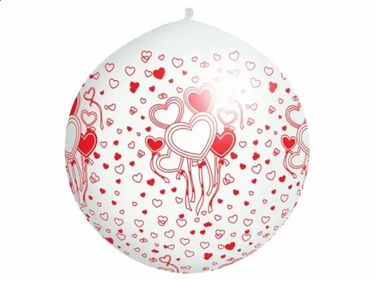 Achat Immédiat Ballon géant Mariage 1m avec coeur Rouge et Blanc