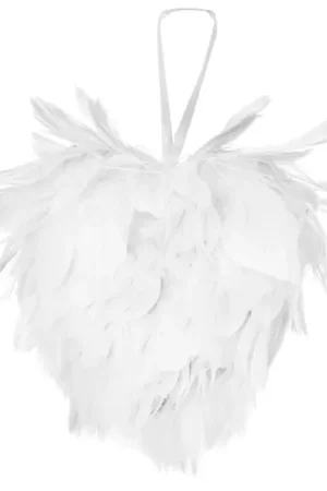 Petit Coeur en plume Blanc 12cm Dernier Modèle