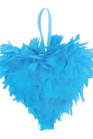 Soldes Petit Coeur en plume Turquoise 12cm