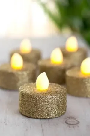 Meilleure Vente Bougie Chauffe Plat Led Pailleté Or x 3 pièces