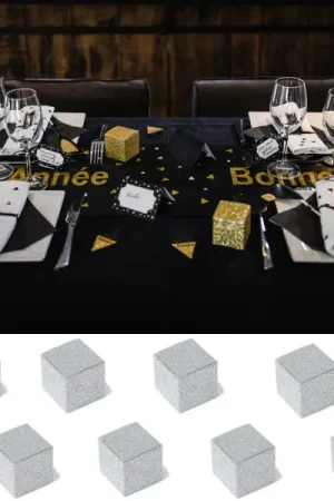 Jusqu'à Épuisement Des Stocks Boite a dragées en carton Pailleté Argent x 8 pièces