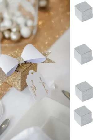 Remise Boite a dragées en carton Pailleté Blanc x 8 pièces