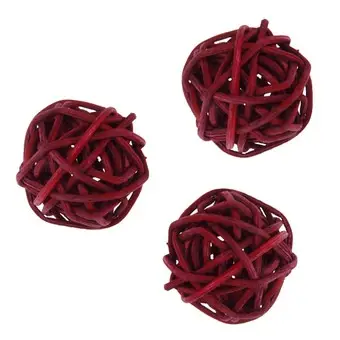 Boule en rotin Bordeaux 3cm x 12 pièces Satisfait Ou Remboursé