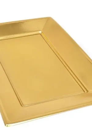 Plateau plastique rectangulaire Or 34x23cm x 5 pièces Vente Flash