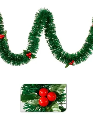 Solde Guirlande de noel houx avec feuilles