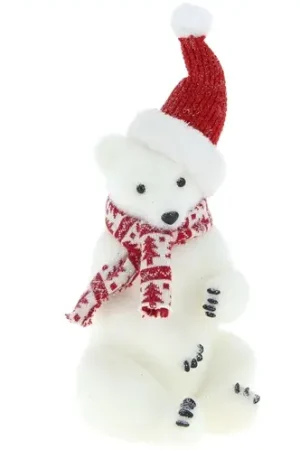 Promotion Saisonnière Ours de noel polaire avec echarpe