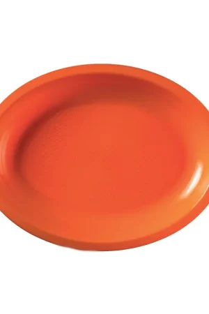 Assiette plastique Ovale Orange 25cm x 50 pièces Offre Du Jour