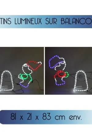 Expédié Aujourd'hui 2 Lutins lumineux de noel sur balancoire