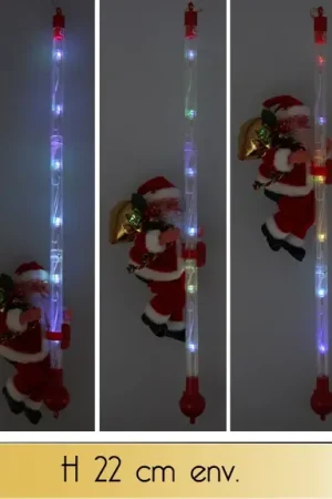 Prix Réduit Pere noel automate grimpeur sur baton lumineux