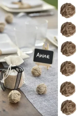 Offre Du Jour Petite boule corde naturel 3cm x 12 pièces