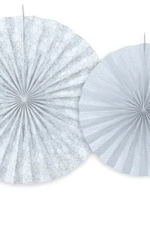Offre Limitée Rosace eventail en papier Argent a suspendre x 2 pièces
