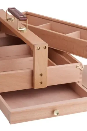 Bon Plan Mallette à outils en bois VBS, env. 36,5 x l 24 x H 19 cm