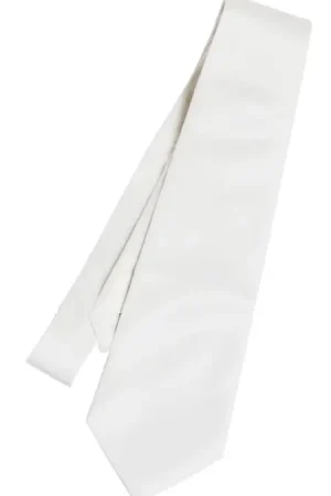 Promotion Saisonnière Cravate en soie P09, blanche, 9,5 x 140 cm