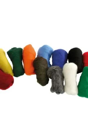 Assortiment de laines cardées, 100 g, 12 couleurs Usine Directe