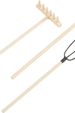 Outils de jardin en bois VBS, set de 3 Super Prix
