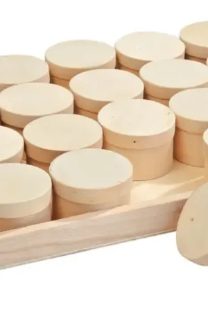Petit Prix Plateau + 24 boîtes rondes en aggloméré VBS
