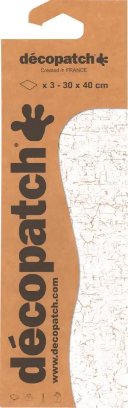 Commande En Gros Papier Décopatch « Craquelé blanc », paquet de 3 pc., env. 30 x 39 cm, env. 20 g/m²