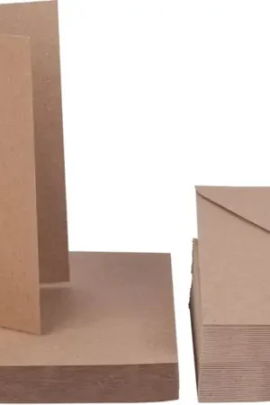 Cartes doubles avec enveloppes « Papier kraft », A6, 50 pc. Populaire