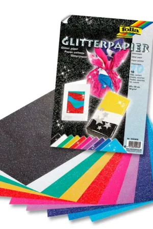 Papier paillettes, 23x33cm, 10 f. clr ass. Commande En Gros