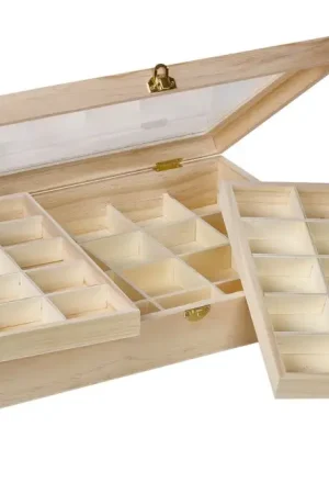 Petit Prix Boîte de rangement à casiers VBS, pin, env. 40x28x7,5cm