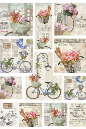 Soie de paille à motifs « Bicycle », env. 50 x 70 cm Produit De Marque