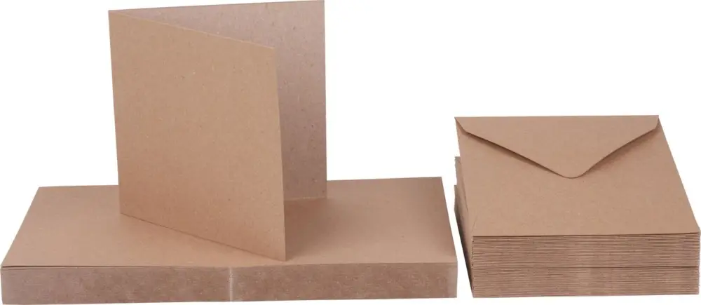 Expédié Aujourd'hui Cartes doubles avec enveloppes « Papier kraft », 12,5 x 12,5 cm, 50 pc.