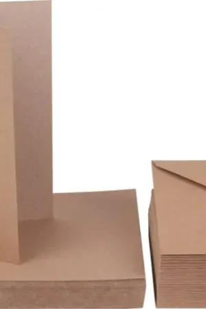 Bon Plan Cartes doubles avec enveloppes « Papier kraft », 18 x 13 cm, 50 pc.