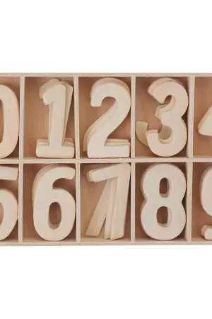 Bon Plan Assortiment de chiffres en bois VBS, 50 pc.
