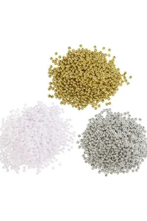 Commander Vite Assortiment de perles cirées VBS « 3 mm », 3900 pc., Blanc, Argenté, Doré
