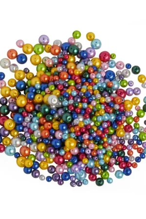 Assortiment de perles en verre cirées XXL « Multicolore », 150 g, 4, 6 et 8 mm Haute Qualité