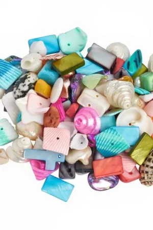 Perles coquillages, multicolores, 100 g Satisfait Ou Remboursé