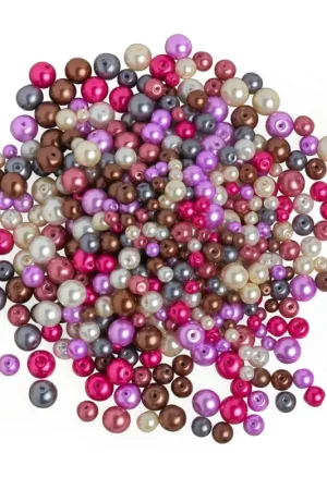Assortiment de perles en verre cirées « Violet-Multicolore », 150 g, 4, 6 et 8 mm Jusqu'à Épuisement Des Stocks