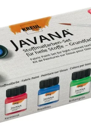 Prix Bas Set de peintures sur tissus clairs KREUL Javana « Couleurs de base »