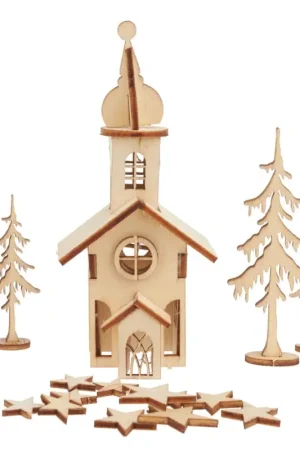 Jusqu'à Épuisement Des Stocks Kit de construction en bois « Eglise », 37 pc., contreplaqué