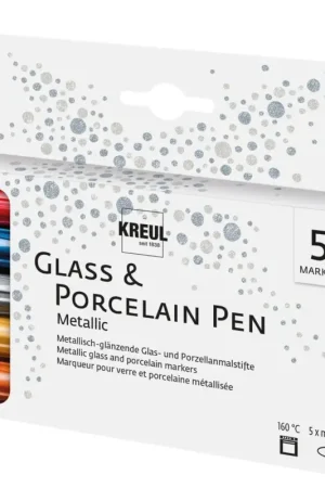 Glass & Porcelain Pen « Metallic » KREUL, set de 5 Prix Cassé