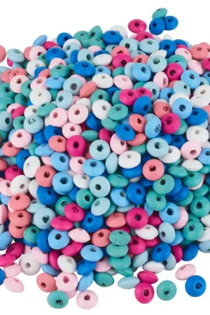 Offre Du Jour Perles toupies bois VBS « Multicolore », 250 g