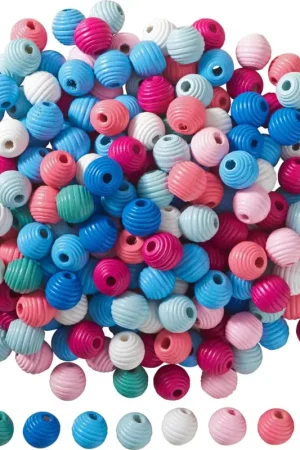 Commande En Gros Perles bois nervurées VBS « Multicolore », 500 g