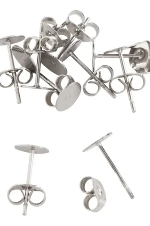Offre Spéciale Clous d'oreilles en acier inoxydable avec disque 6 mm, 10 pc.