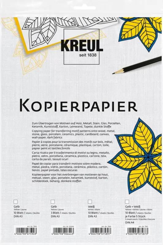 Commander Vite Papier carbone KREUL, 10 feuilles, 30x42 cm, Jaune