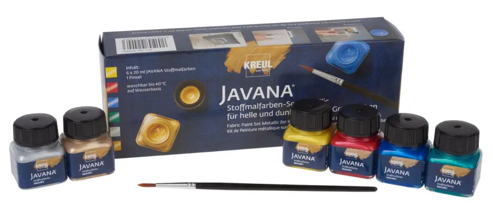 Peinture pour tissus Javana « Métallisé », couleurs principales, set de 6 Certifié