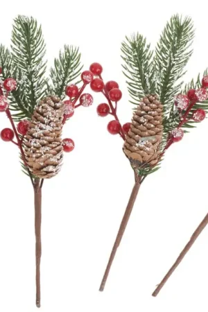 Pas Cher Branche de sapin avec baies et pommes de pin VBS, 4 pc.