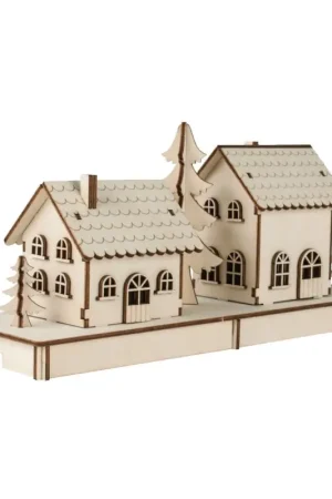Kit de construction en bois « 2 maisons illuminées » Livraison Express